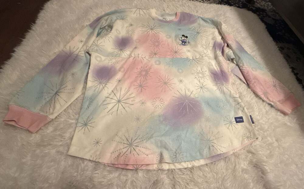 Disney 100 Cast Member Exclusive Spirit Jersey Pastel Tie-Dye Sweatshirt Medium